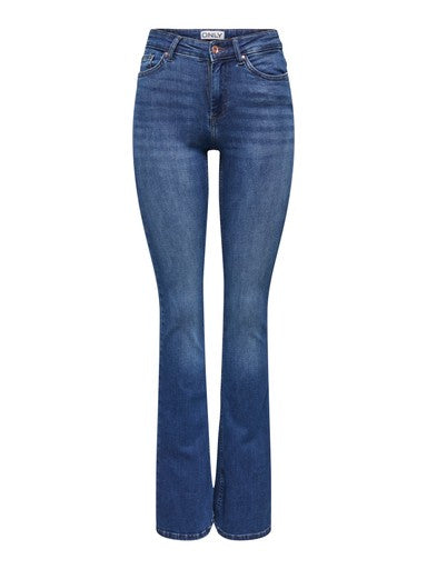 Only Blush Mid Flared Denim | Dark Blue 15264050