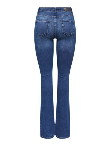 Only Blush Mid Flared Denim | Dark Blue 15264050