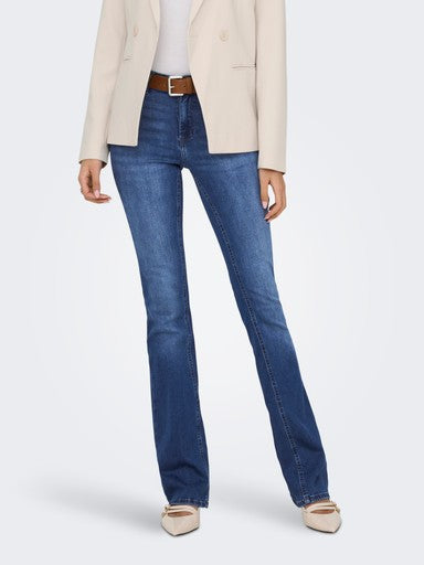 Only Blush Mid Flared Denim | Dark Blue 15264050