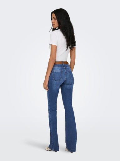 Only Blush Mid Flared Denim | Dark Blue 15264050