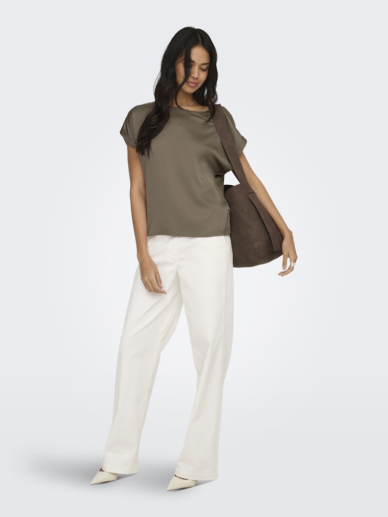 ONLY Lieke S/S Satin Mix Top  | Wahnut