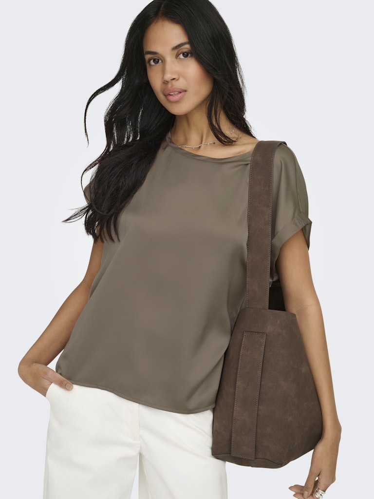 ONLY Lieke S/S Satin Mix Top  | Wahnut