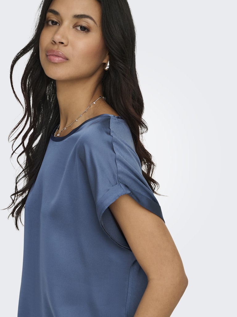 ONLY Lieke  S/S Satin Mix Top  | Blue
