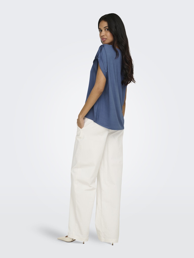 ONLY Lieke  S/S Satin Mix Top  | Blue