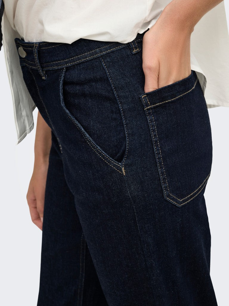 ONLY Madison HW Chino Wide Denim | Dark Blue