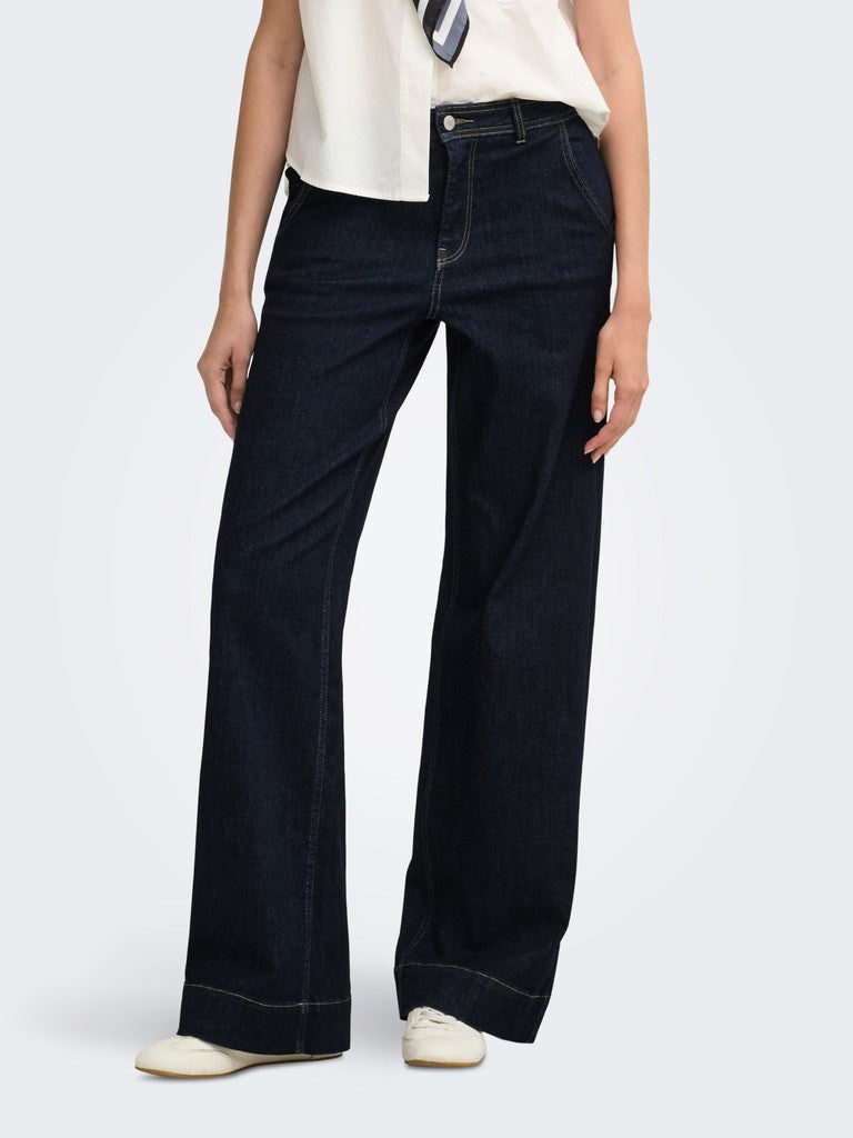 ONLY Madison HW Chino Wide Denim | Dark Blue