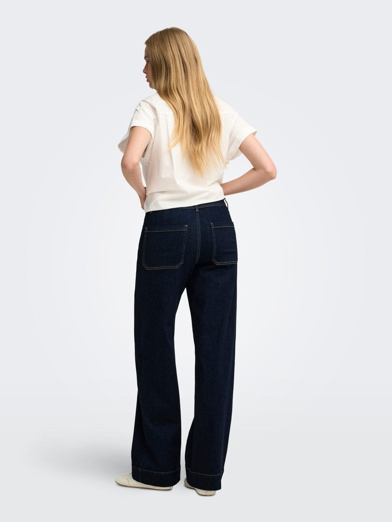 ONLY Madison HW Chino Wide Denim | Dark Blue