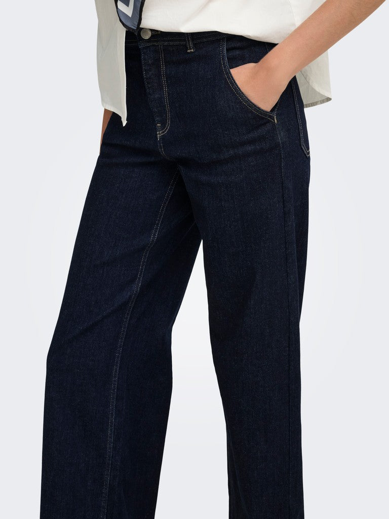 ONLY Madison HW Chino Wide Denim | Dark Blue