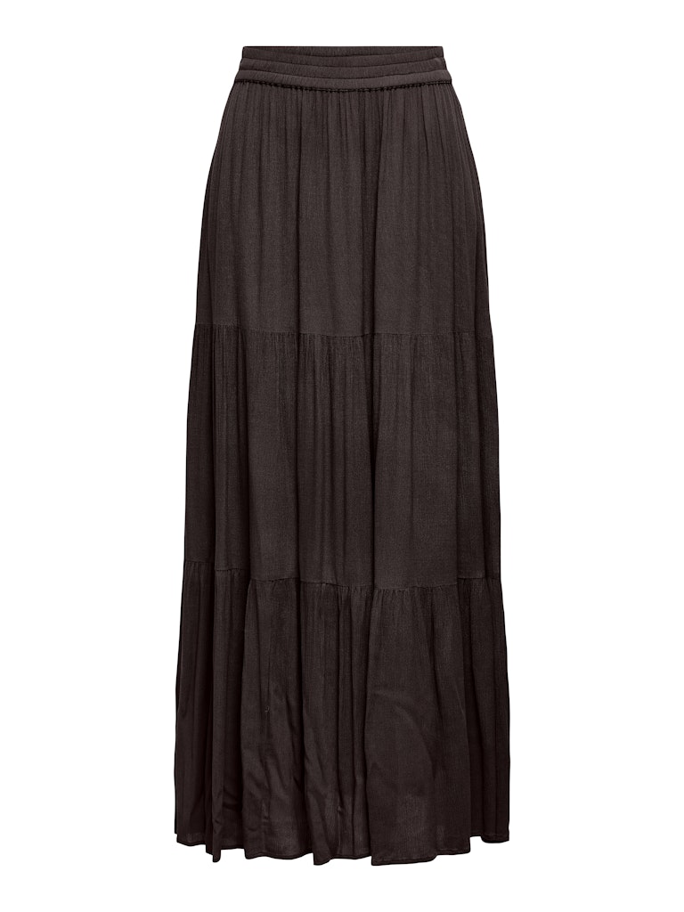 ONLY Mikka Mid Waist Long Elasticated Skirt | Coffee
