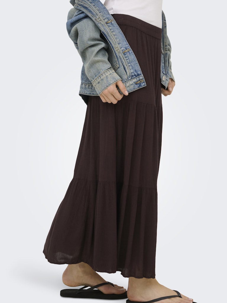 ONLY Mikka Mid Waist Long Elasticated Skirt | Coffee