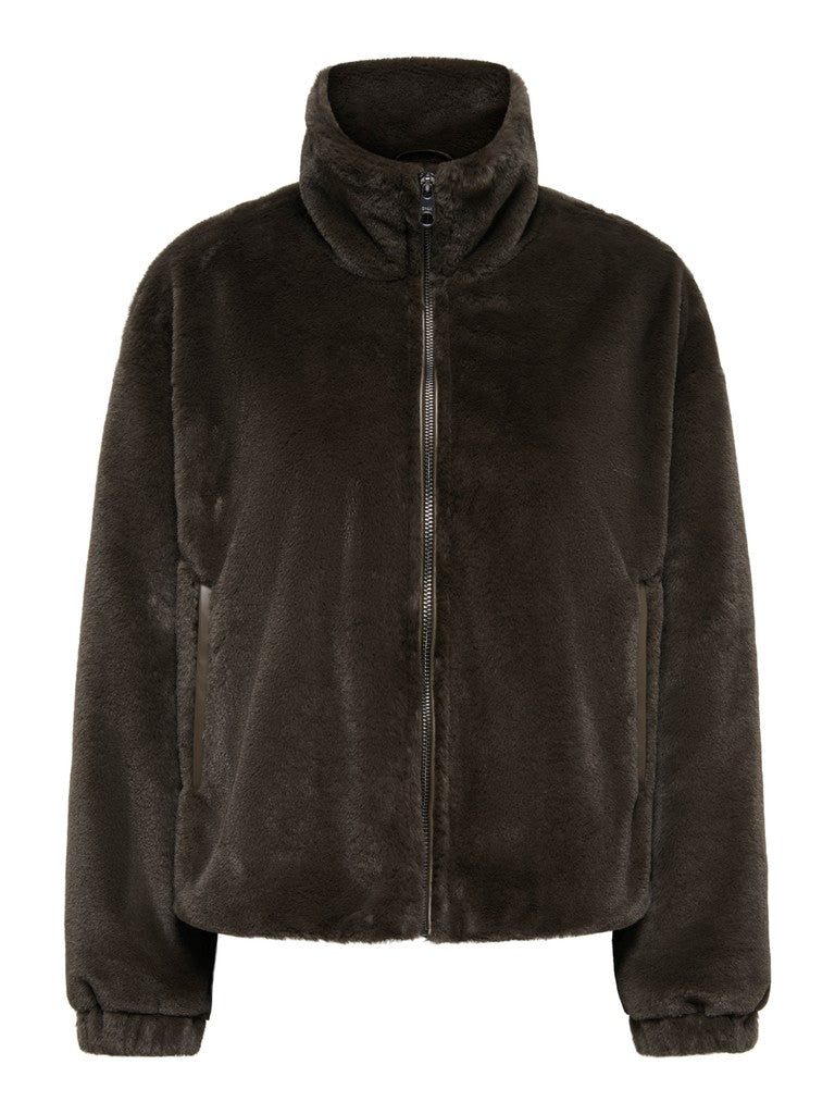 ONLY Dana Sol Faux Fur Jacket | Dark Brown