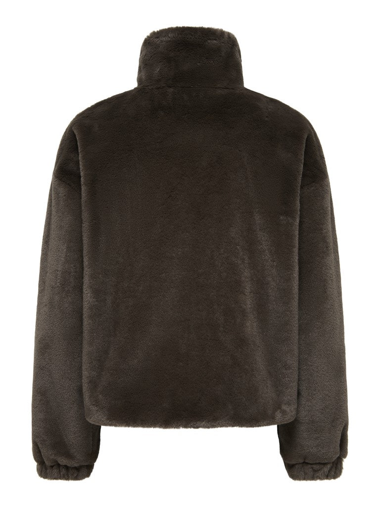 ONLY Dana Sol Faux Fur Jacket | Dark Brown