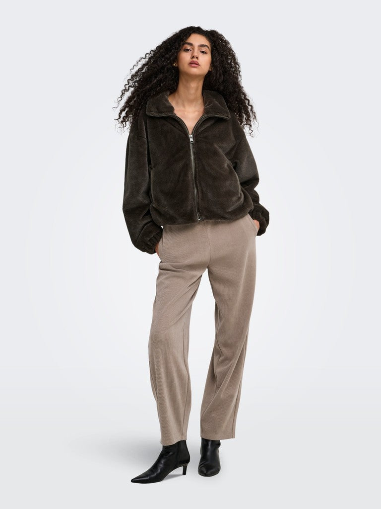 ONLY Dana Sol Faux Fur Jacket | Dark Brown