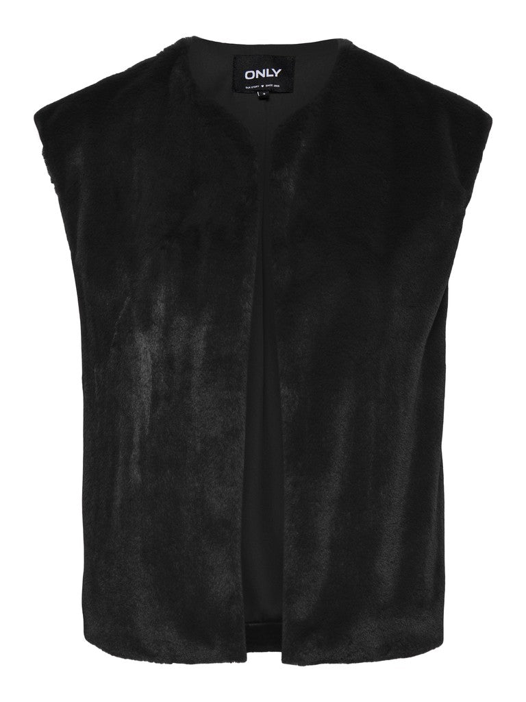 ONLY Dana Mila Faux Fur Gilet | Black