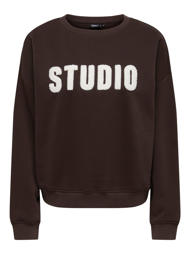 ONLY Sweat Life L/S Crew Oversized Sweatshirt | Coffee