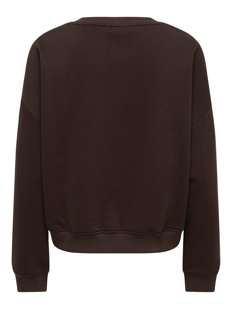 ONLY Sweat Life L/S Crew Oversized Sweatshirt | Coffee