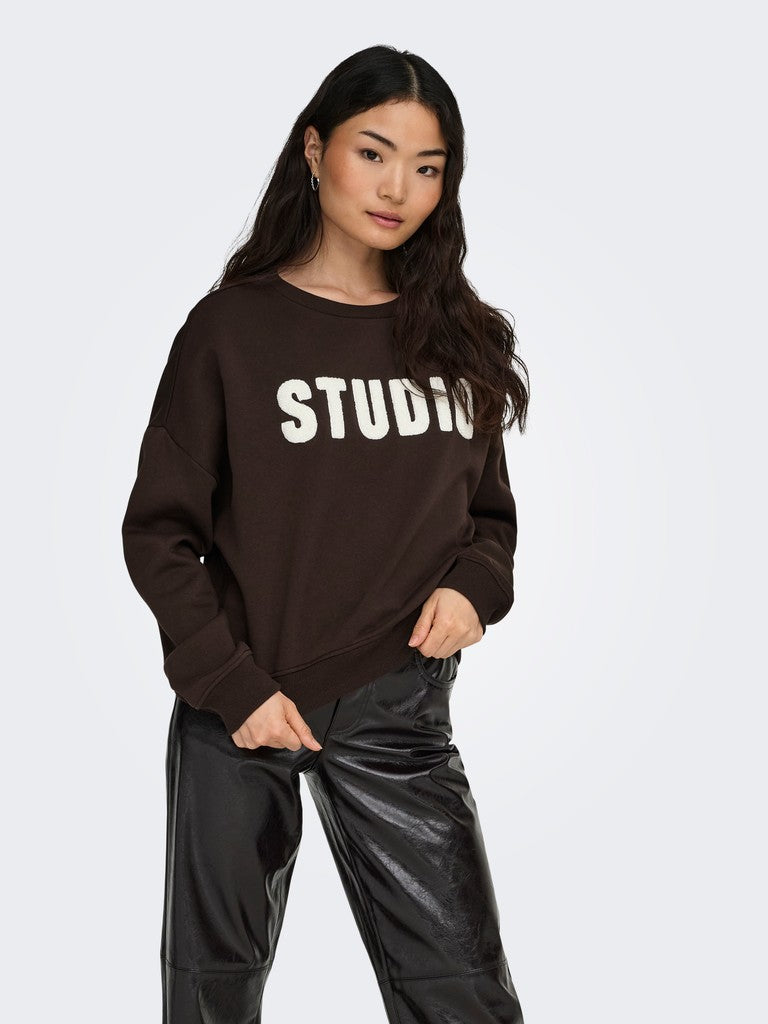 ONLY Sweat Life L/S Crew Oversized Sweatshirt | Coffee