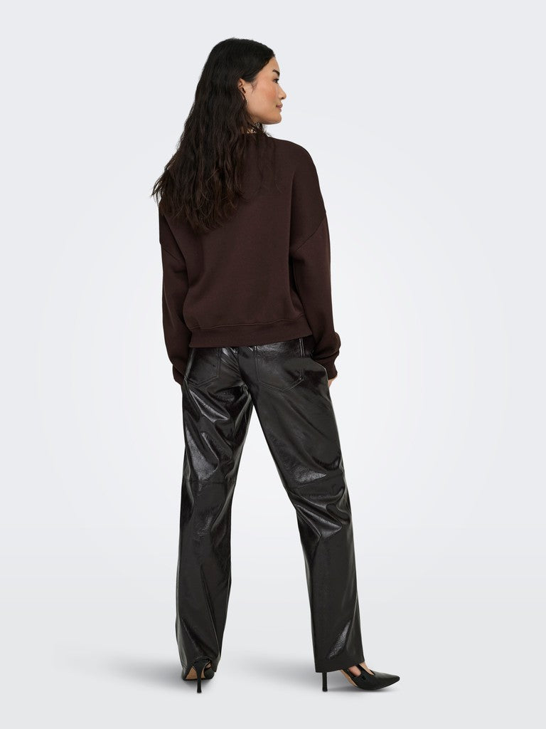 ONLY Sweat Life L/S Crew Oversized Sweatshirt | Coffee