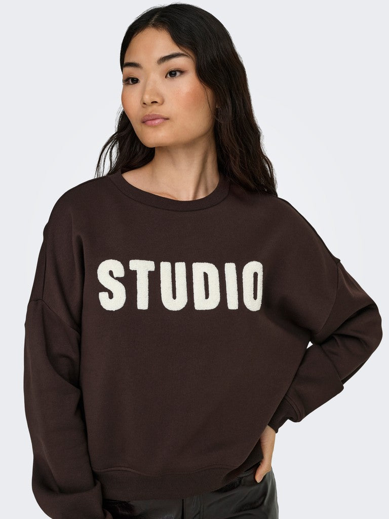 ONLY Sweat Life L/S Crew Oversized Sweatshirt | Coffee
