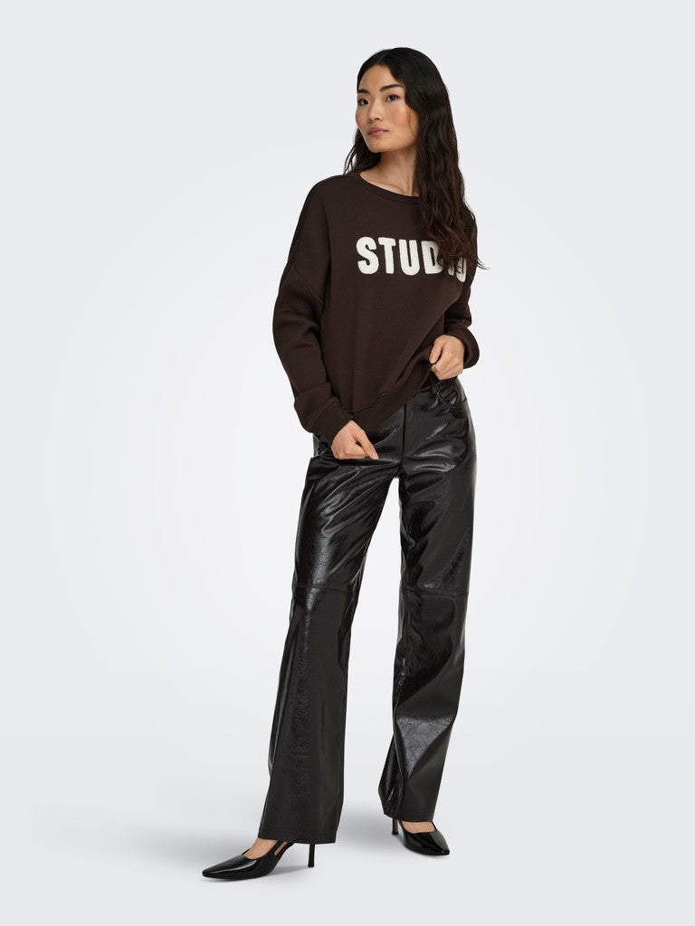 ONLY Sweat Life L/S Crew Oversized Sweatshirt | Coffee