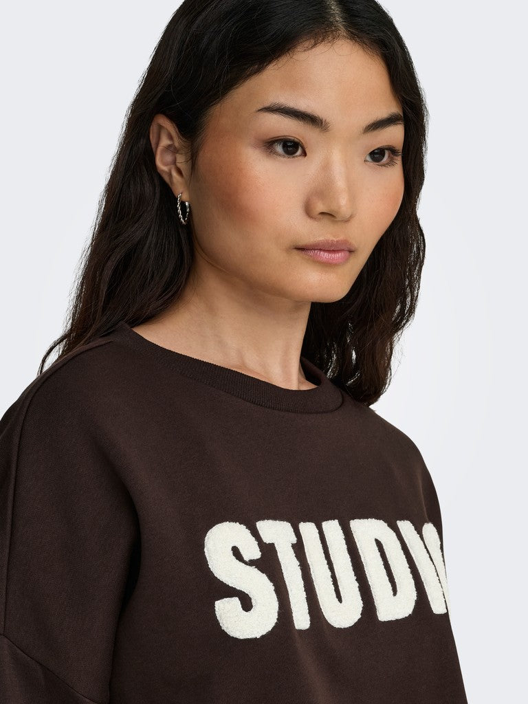 ONLY Sweat Life L/S Crew Oversized Sweatshirt | Coffee