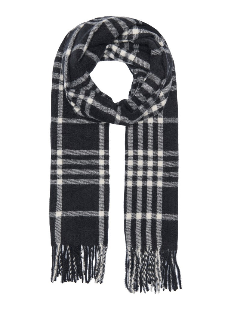 ONLY Mathilde Check Fringe Scarf | Black