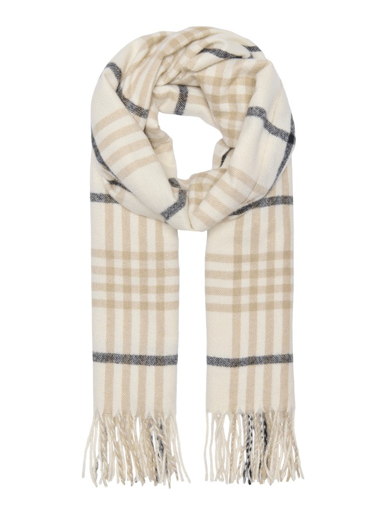 ONLY Mathilde Check Fringe Scarf | Whitecap