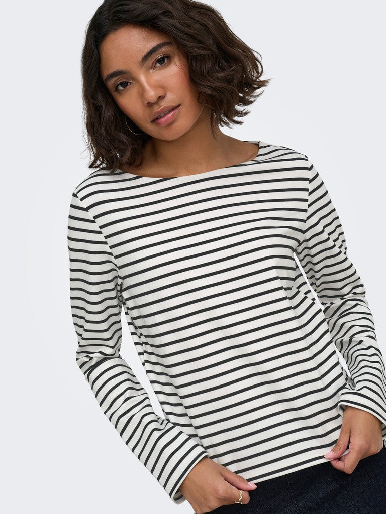 ONLY Kellie L/S Boatneck Top | Cloud Dancer