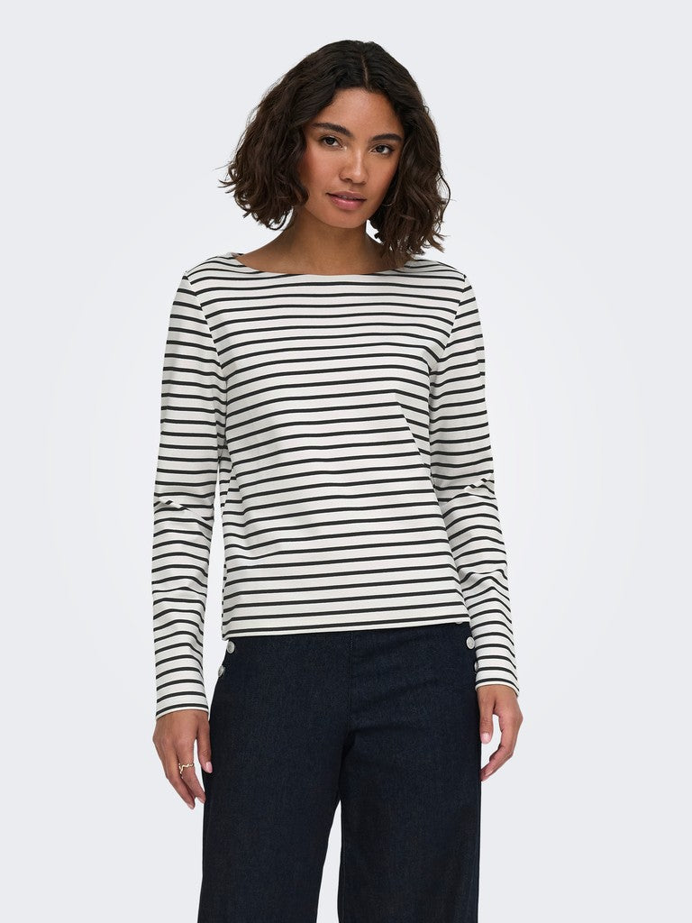 ONLY Kellie L/S Boatneck Top | Cloud Dancer