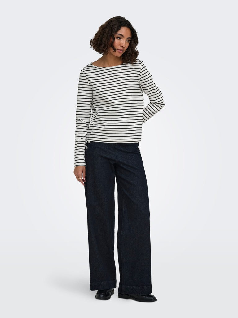ONLY Kellie L/S Boatneck Top | Cloud Dancer
