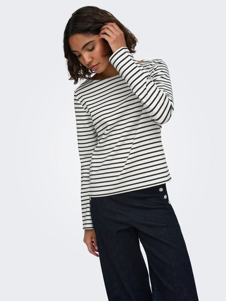 ONLY Kellie L/S Boatneck Top | Cloud Dancer