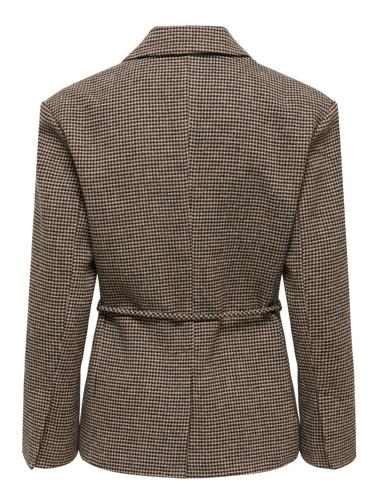 ONLY Nella L/S Belt Check Blazer | Tabacco