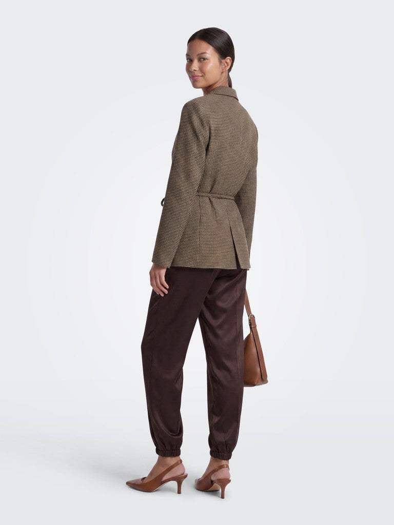 ONLY Nella L/S Belt Check Blazer | Tabacco