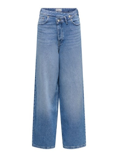 ONLY Ella-Amber LW Asy Baggy Jeans | Med Blue