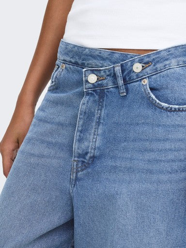 ONLY Ella-Amber LW Asy Baggy Jeans | Med Blue