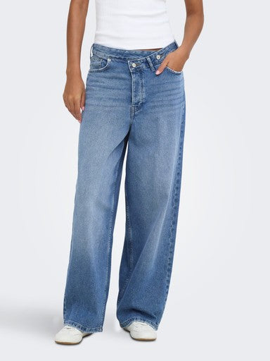 ONLY Ella-Amber LW Asy Baggy Jeans | Med Blue