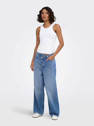 ONLY Ella-Amber LW Asy Baggy Jeans | Med Blue