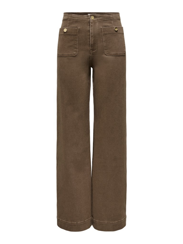 ONLY Madeline HW Wide Pocket Jeans | Chocolate