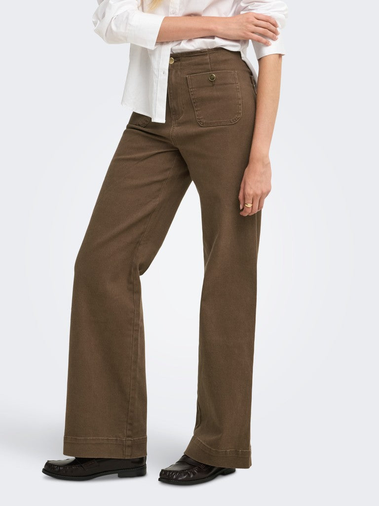 ONLY Madeline HW Wide Pocket Jeans | Chocolate