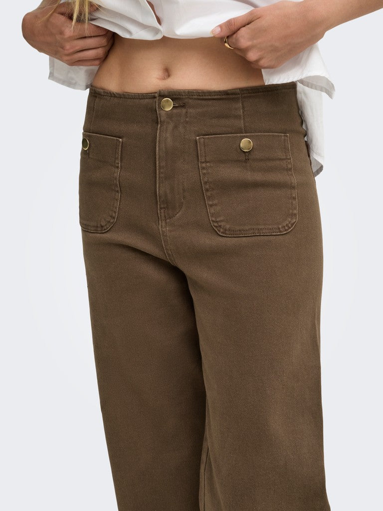 ONLY Madeline HW Wide Pocket Jeans | Chocolate