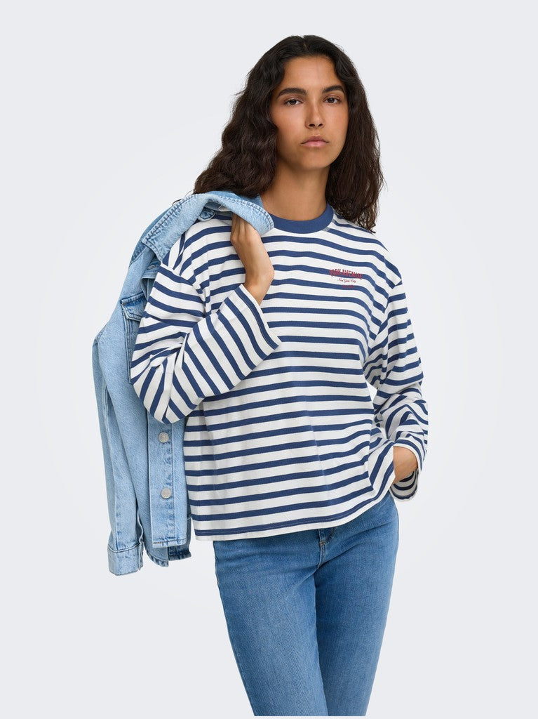 ONLY Freja L/S Stripe Top | Cloud Dancer