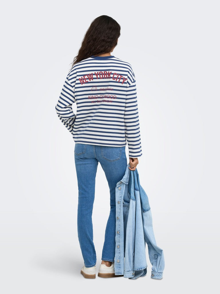 ONLY Freja L/S Stripe Top | Cloud Dancer