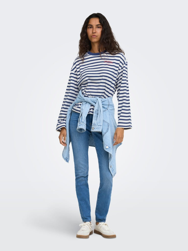 ONLY Freja L/S Stripe Top | Cloud Dancer