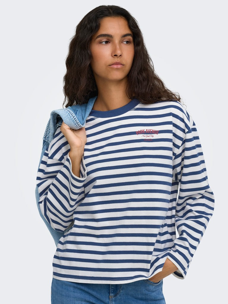 ONLY Freja L/S Stripe Top | Cloud Dancer