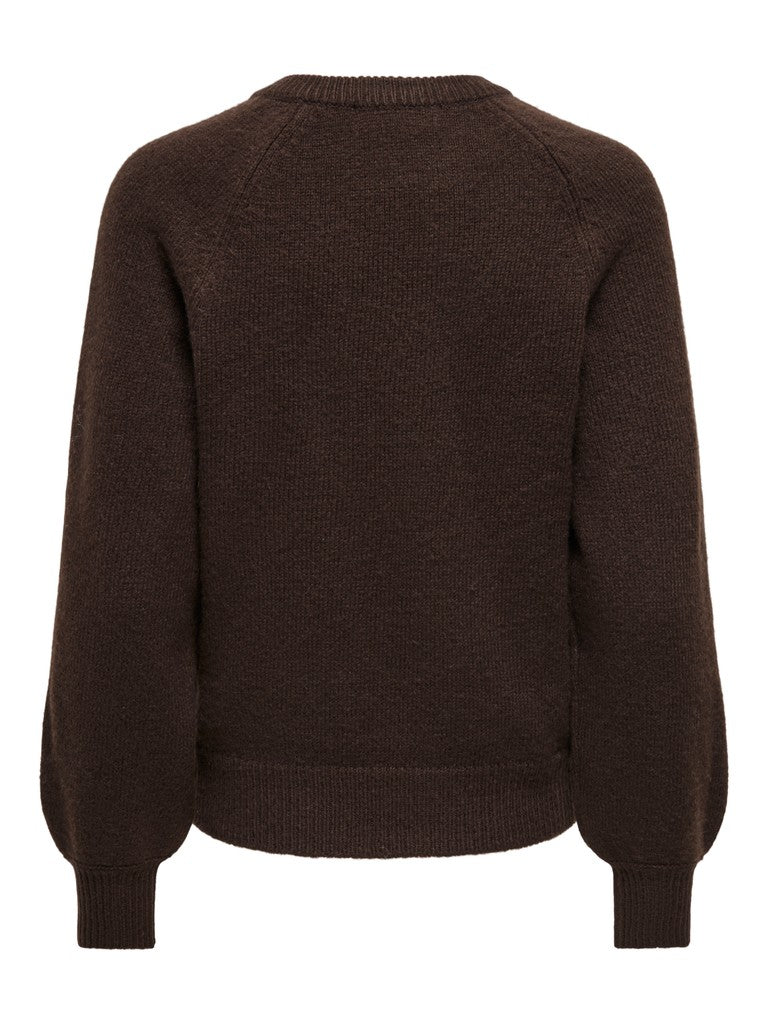 ONLY Emma LS Button O Neck Knit | Coffee