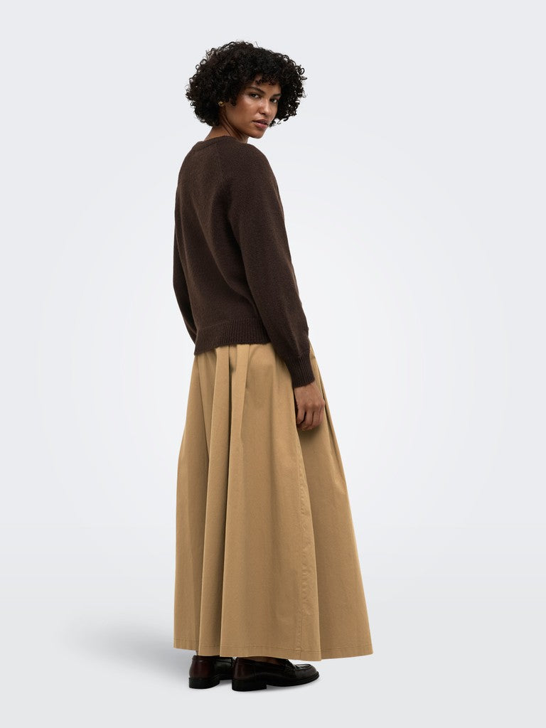 ONLY Emma LS Button O Neck Knit | Coffee