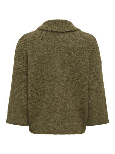 Only Maggie 3/4 Wide Sleeve Zip Cardigan | Beech Green 15375131