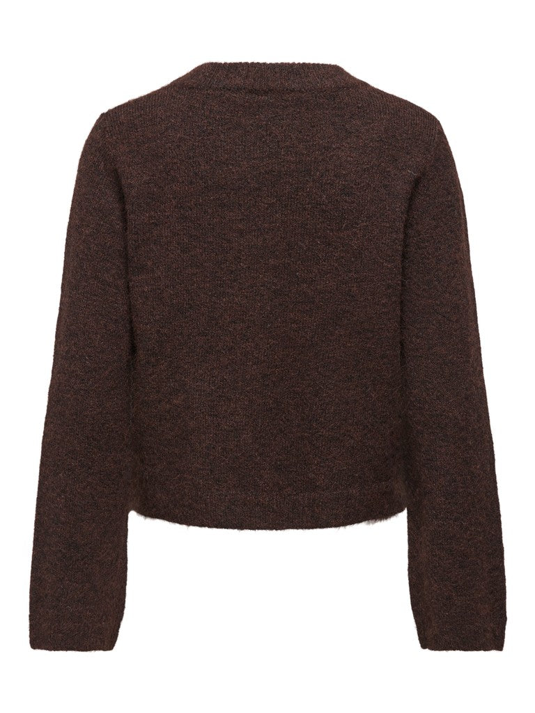 Only Miggie LS O-Neck Pearl Cardigan | Coffee