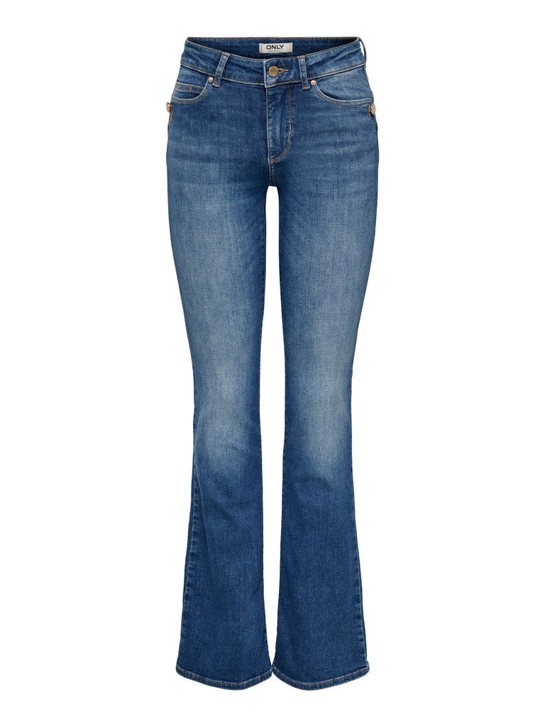 ONLY Blush Mid Button Flared Jeans | Med Blue