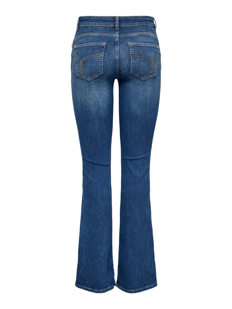 ONLY Blush Mid Button Flared Jeans | Med Blue